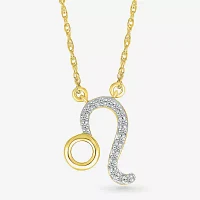 Unisex Adult Diamond Accent Natural White Diamond 10K Gold Pendant Necklace