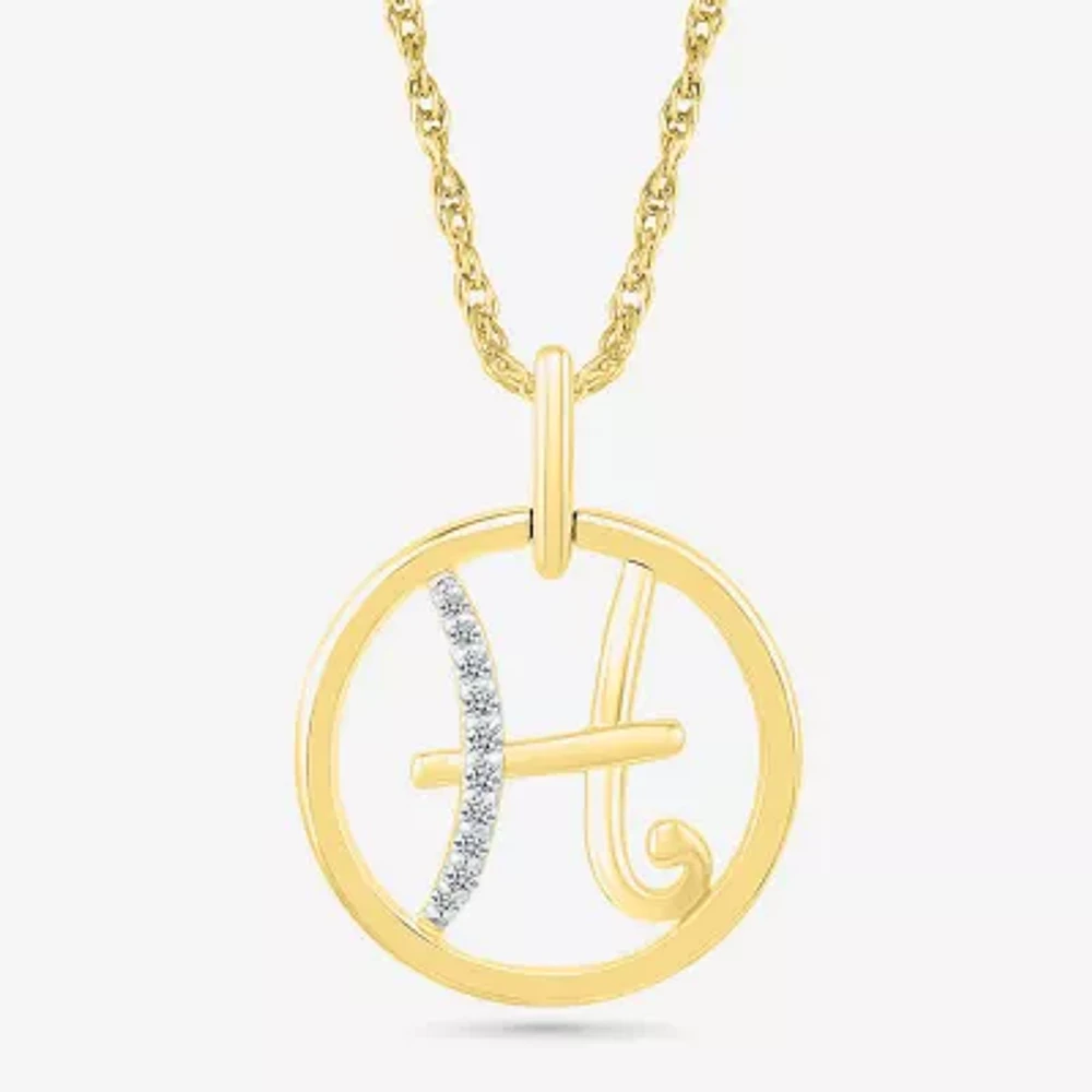 Womens Diamond Accent Natural White Diamond 10K Gold 18 Inch Pendant Necklace
