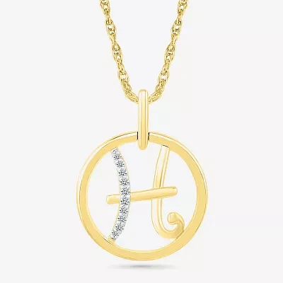 Womens Diamond Accent Natural White Diamond 10K Gold 18 Inch Pendant Necklace
