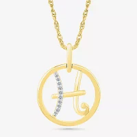 Womens Diamond Accent Natural White Diamond 10K Gold 18 Inch Pendant Necklace