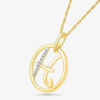 Womens Diamond Accent Natural White Diamond 10K Gold 18 Inch Pendant Necklace