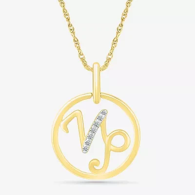 Womens Diamond Accent Natural White Diamond 10K Gold Pendant Necklace