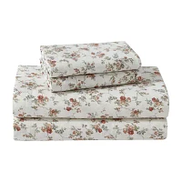 Laura Ashley Le Fleur Cotton Flannel Deep Pocket Sheet Set