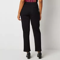 Liz Claiborne Womens Mid Rise Straight Pull-On Pants