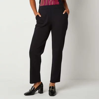 Liz Claiborne Womens Mid Rise Straight Pull-On Pants