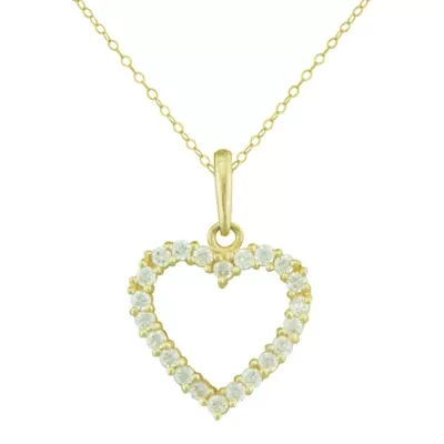 Petite Lux™ Cubic Zirconia 10K Yellow Gold Heart Pendant Necklace