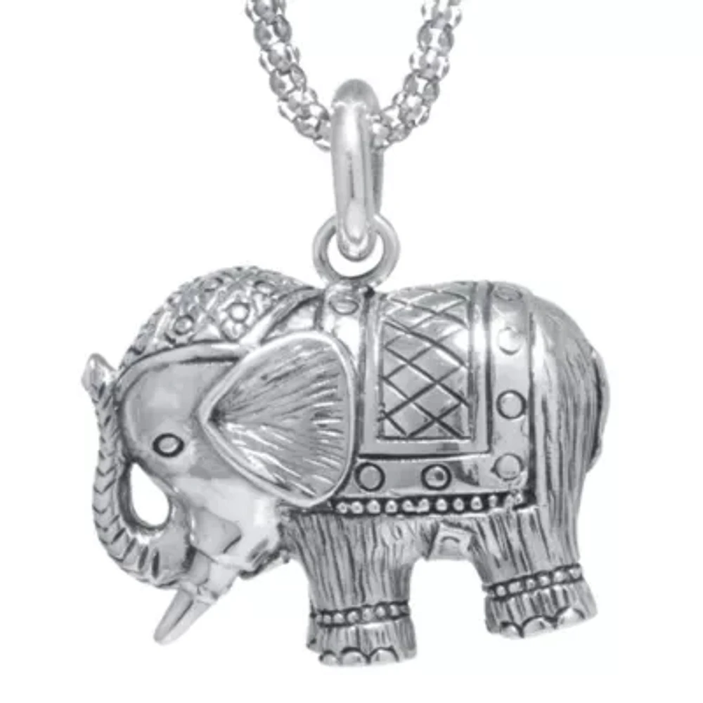 Sterling Silver Elephant Pendant Necklace