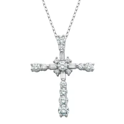 DiamonArt® Cubic Zirconia Sterling Silver Cross Pendant Necklace