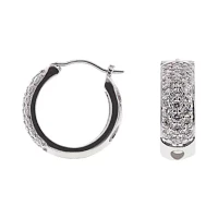 DiamonArt® Cubic Zirconia Sterling Silver Pavé Huggie Hoop Earrings