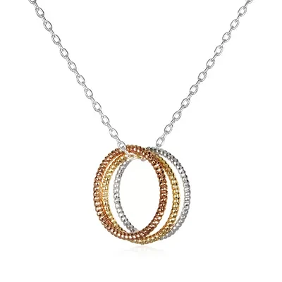 Bijoux Bar Delicates Tri Tone 16 Inch Circle Pendant Necklace