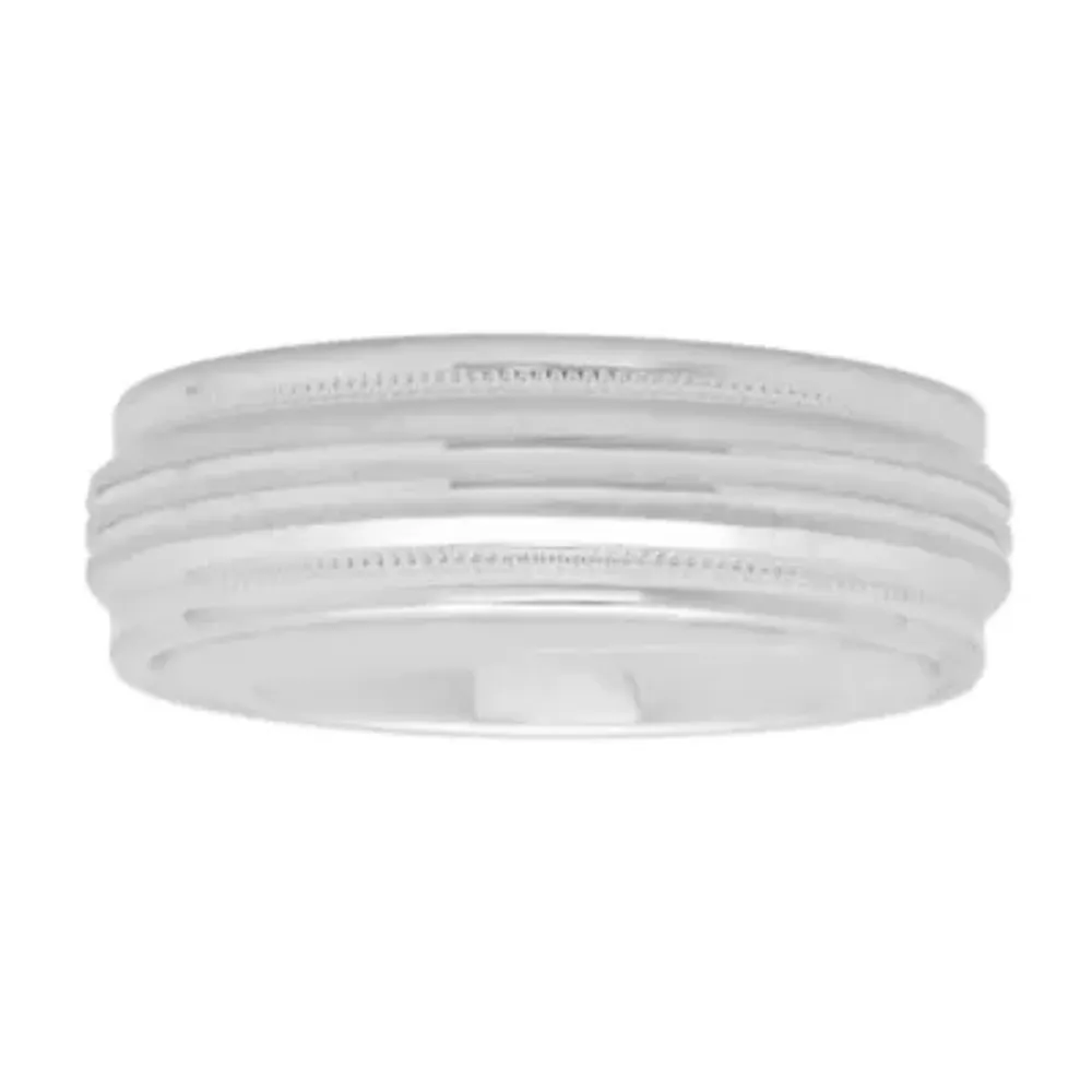 Mens 7MM Sterling Silver Wedding Band