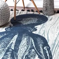 nuLoom Flat Woven Thomas Paul Collection Coastal Octopus Rug