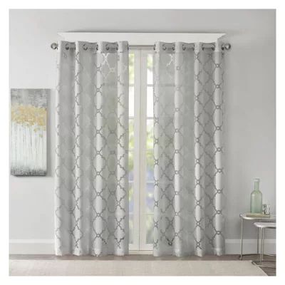 Madison Park Laya Trellis Sheer Grommet Top Single Curtain Panel