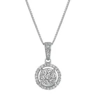 Diamond Blossom Womens 1/4 CT. T.W. Natural White Diamond 10K White Gold Pendant Necklace