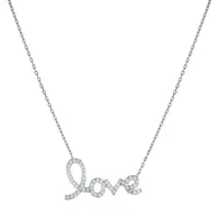 DiamonArt® "Love" Womens White Cubic Zirconia Sterling Silver Pendant Necklace