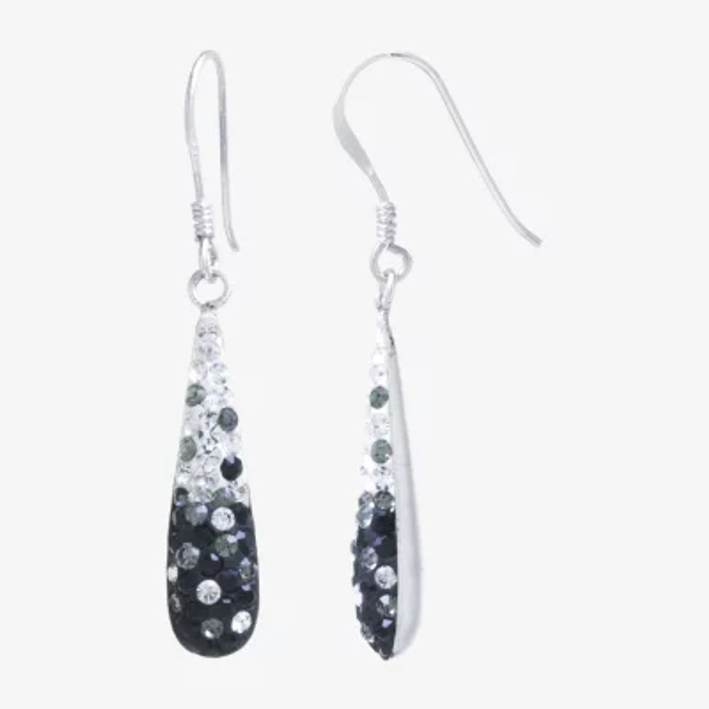 Silver Treasures Crystal Sterling Silver Pear Drop Earrings