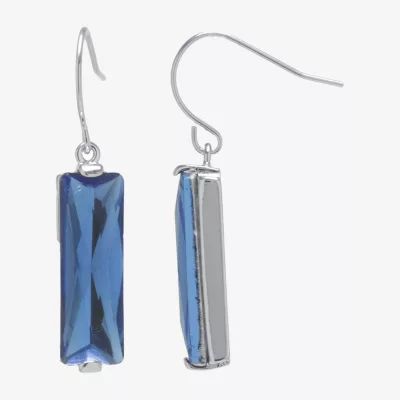 Sparkle Allure Crystal Pure Silver Over Brass Rectangular Drop Earrings