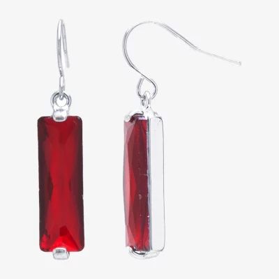 Sparkle Allure Crystal Pure Silver Over Brass Rectangular Drop Earrings