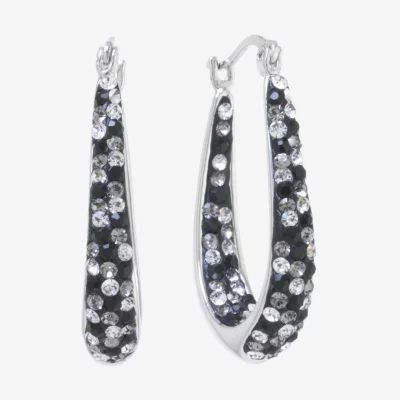 Sparkle Allure Crystal Pure Silver Over Brass Oval Hoop Earrings