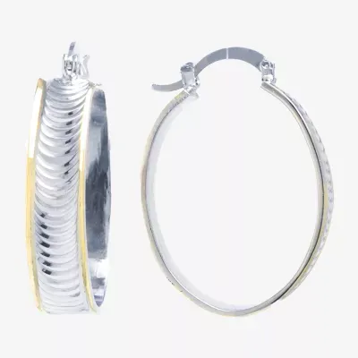 Pure Silver Over Brass Oval Hoop Earrings