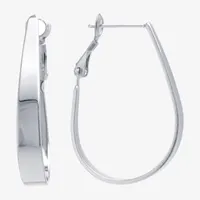 Silver Reflections Pure Silver Over Brass Oval Hoop Earrings