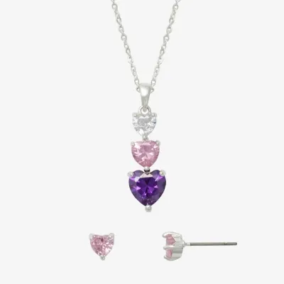 Mixit Hypoallergenic Silver Tone Pendant Necklace & Stud Earrings 2-pc. Heart Jewelry Set