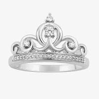 Enchanted Disney Fine Jewelry 1/7 CT.T.W. Natural Diamond "Cinderella" Sterling SIlver Ring"