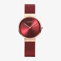 Bering Womens Red Stainless Steel 2-pc. Watch Boxed Set 14531-363g