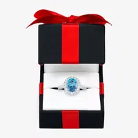 Womens Genuine Topaz Sterling Silver Cocktail Ring