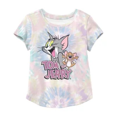 Little & Big Girls Crew Neck Short Sleeve Tom and Jerry Graphic T-Shirt