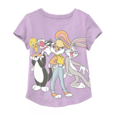 Little & Big Girls Crew Neck Looney Tunes Short Sleeve Graphic T-Shirt