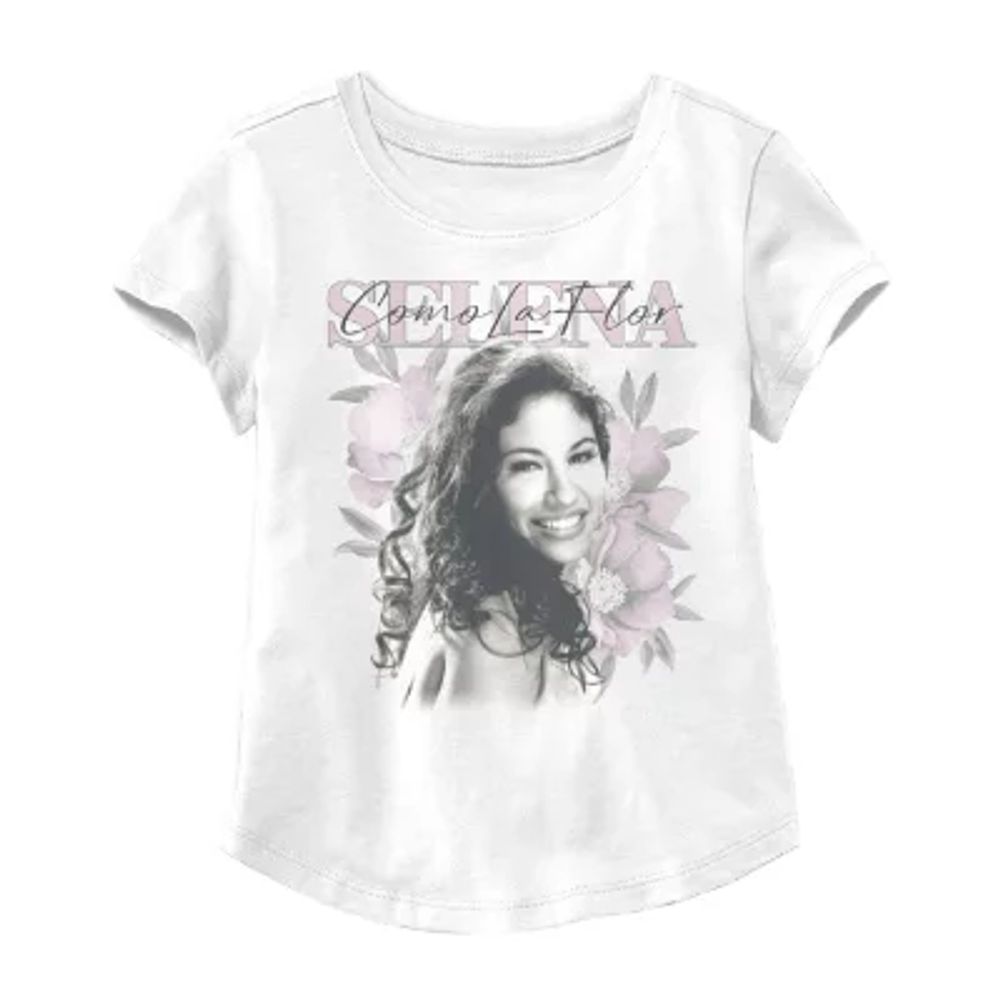 LICENSED PROPERTIES Little & Big Girls Crew Neck Selena Short Sleeve  Graphic T-Shirt
