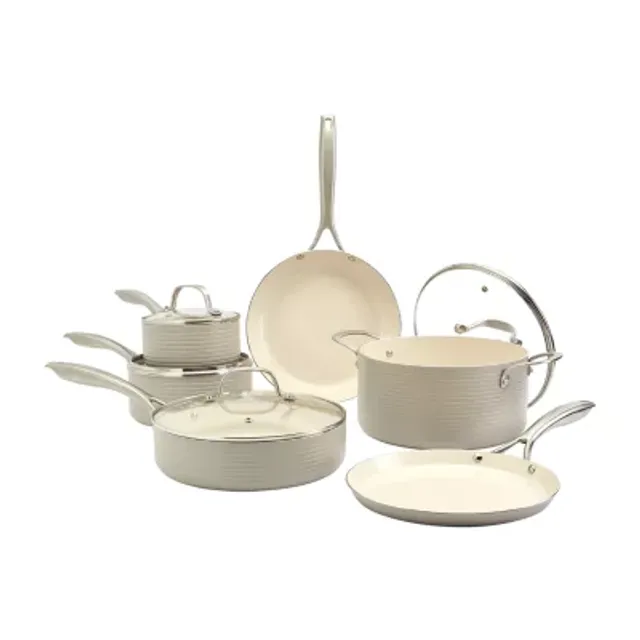 Heritage The Rock Ceramic Zero Cookware Set, Non-Stick, Dishwasher & Oven  Safe,White,10-pc