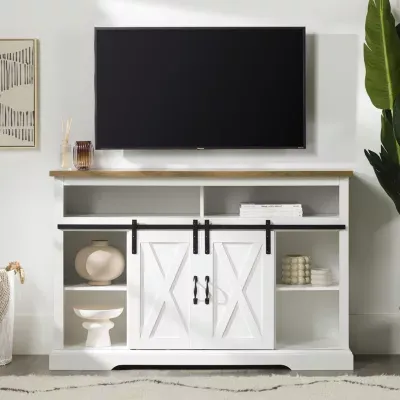 Farmhouse Sliding Door Highboy TV Stand