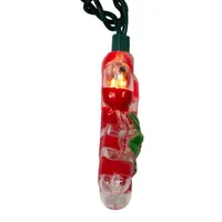 Kurt Adler Candy Cane With Holly Leaves And Berries Outdoor String Lights