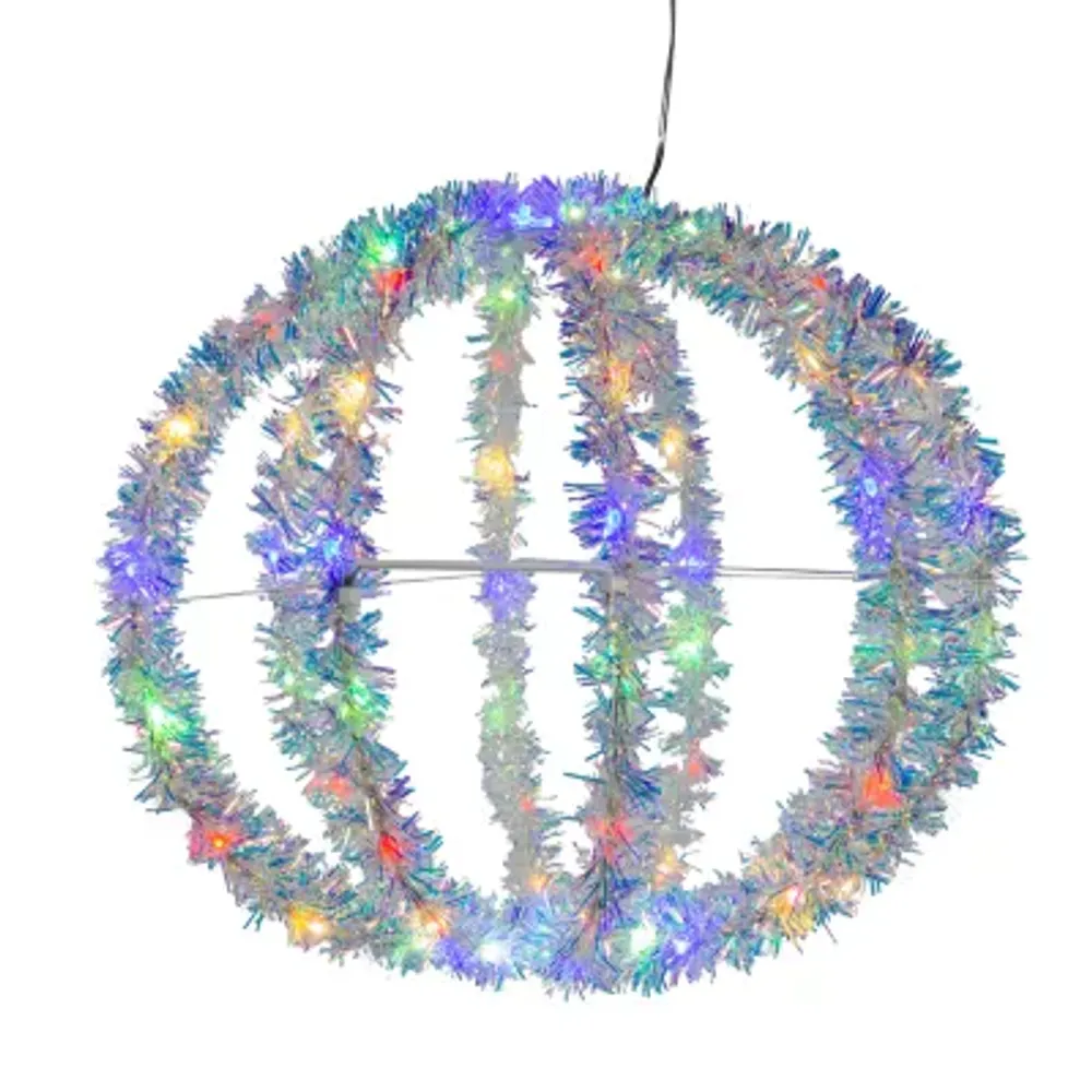 Kurt Adler Multi-Color Led Tinsel Foldable Sphere String Lights