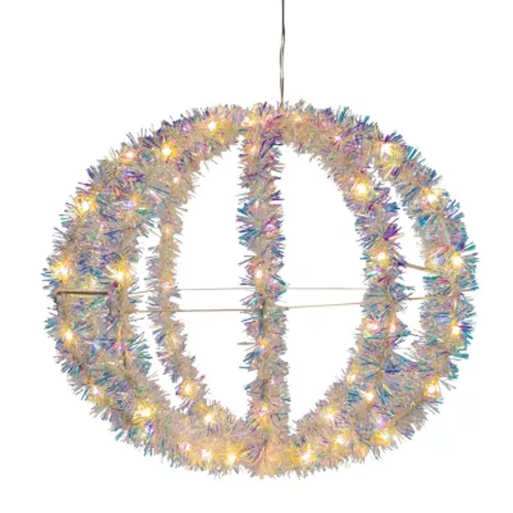Kurt Adler 12-Inch Warm White LED Tinsel Foldable Sphere