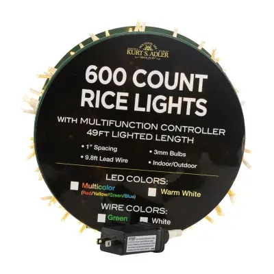 Kurt Adler Led White Wire Rice Lights Indoor String Lights
