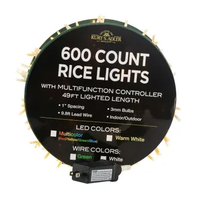 Kurt Adler Led White Wire Rice Lights String Lights