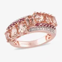 Womens Genuine Pink Morganite 14K Rose Gold Over Silver Cocktail Ring