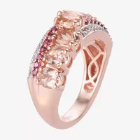 Womens Genuine Pink Morganite 14K Rose Gold Over Silver Cocktail Ring