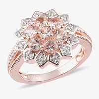 Womens Genuine Pink Morganite 14K Rose Gold Over Silver Cocktail Ring