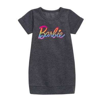 Little & Big Girls Short Sleeve Barbie Sweatshirt Dress