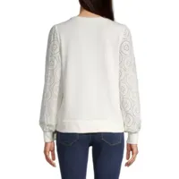 Liz Claiborne Womens Crew Neck Long Sleeve Blouse
