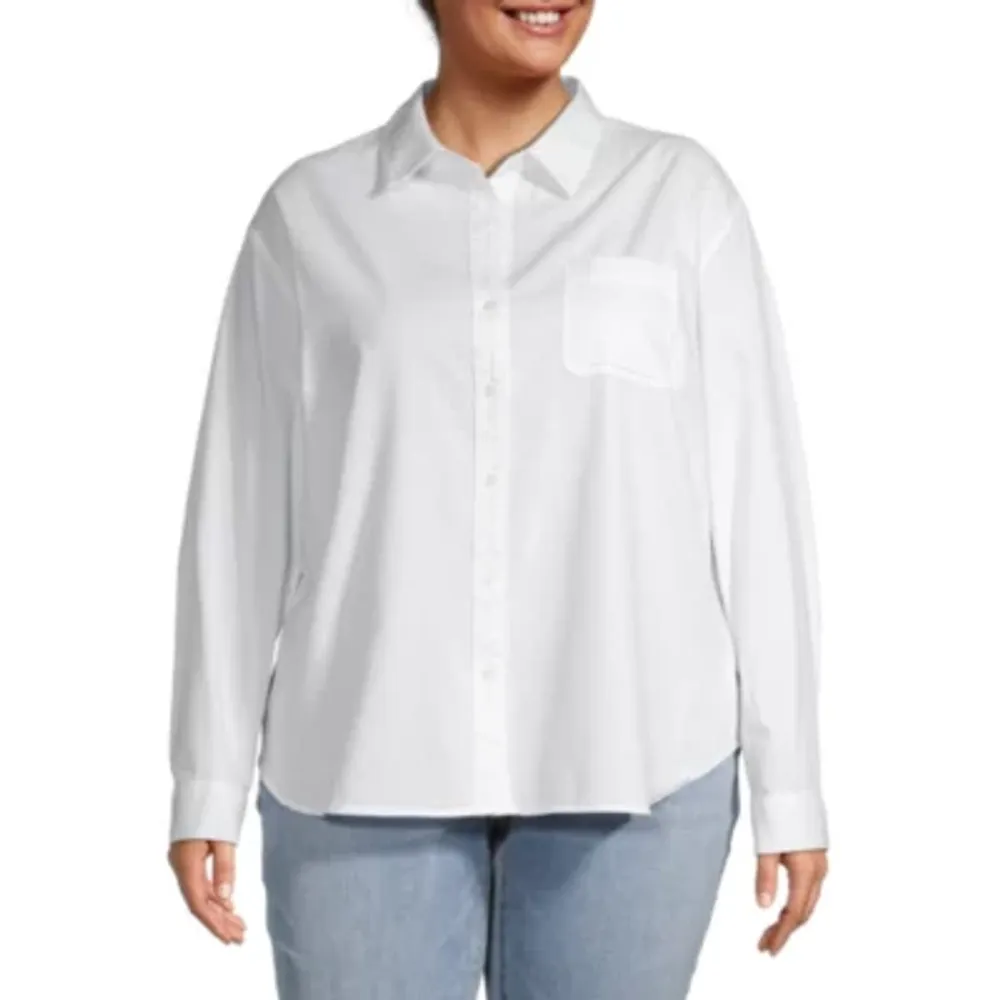 a.n.a Plus Womens Long Sleeve Regular Fit Button-Down Shirt