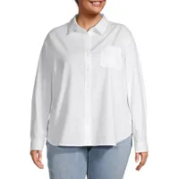 a.n.a Plus Womens Long Sleeve Regular Fit Button-Down Shirt