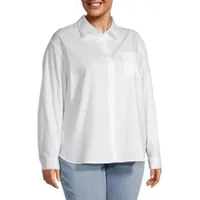 a.n.a Plus Womens Long Sleeve Regular Fit Button-Down Shirt