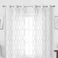 Regal Home Starbust Energy Saving Embroidered Sheer Grommet Top Set of 2 Curtain Panel