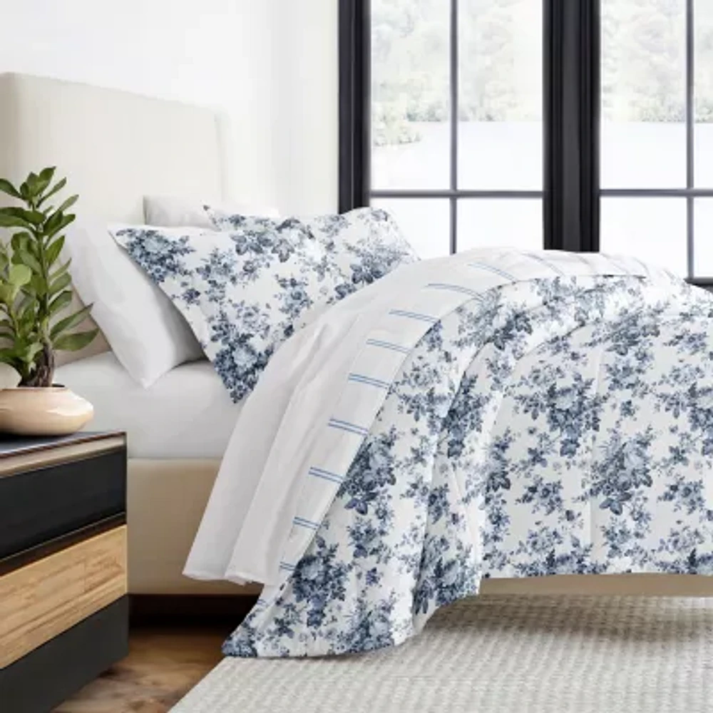 Casual Comfort Cabbage Rose Midweight Down Alternative Comforter Set