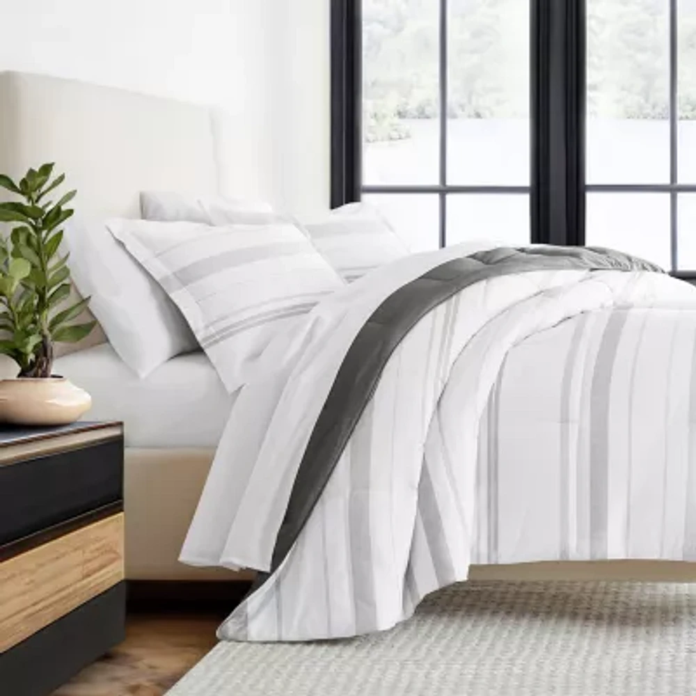 Casual Comfort Stitch Stripe Midweight Down Alternative Comforter Set